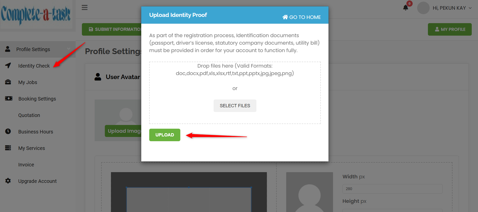 Become a Tasker 2 Identity Check